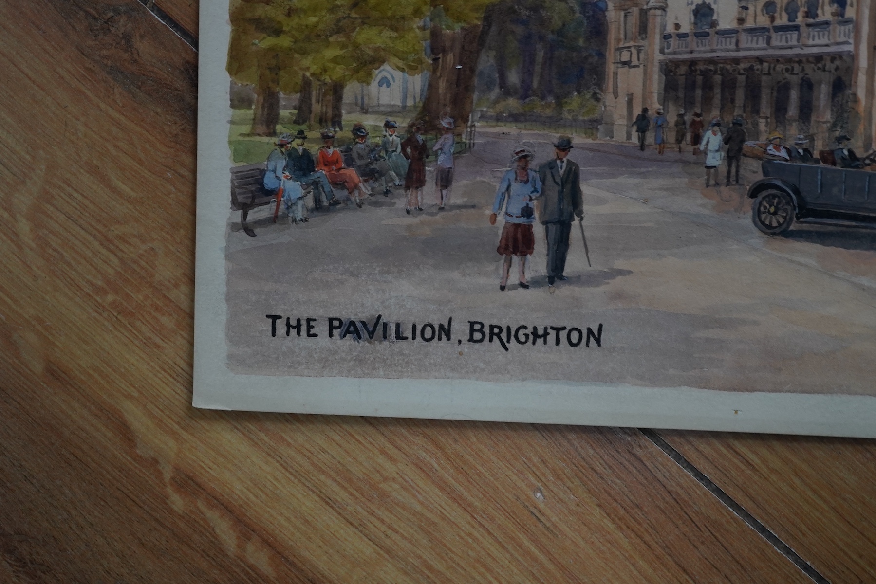 Alfred Robert Quinton (1853-1934), pair of original watercolours for postcard designs, Brighton views comprising: West Pier and The Pavilion, each monogrammed, 20 x 30cm, unframed. Condition - fair to good